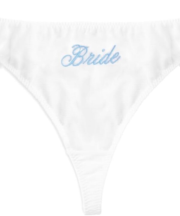 xo, Fetti White Ruffle Bride Thong, S/M/L | Embroidered Underwear, Bridesmaid Gift, Bridal Shower Lingerie, Outfit Accessory