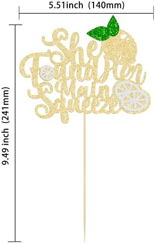 Gyufise 1Pcs She Found Her Main Squeeze Cake Topper Glitter Bridal Shower Party Cake Decorations for Lemon Theme Wedding Engagement Bachelorette Party Supplies