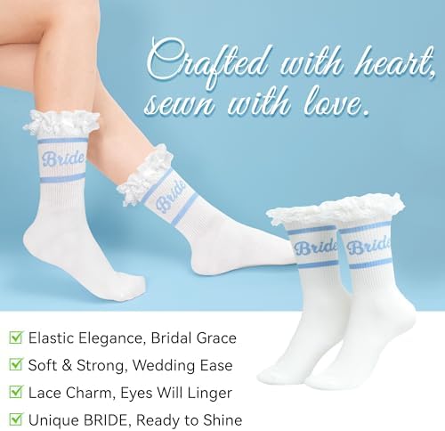Ruffle Bride Socks White Blue Bride To Be Something Blue Gift Honeymoon Essentials Bachelorette Party Favors