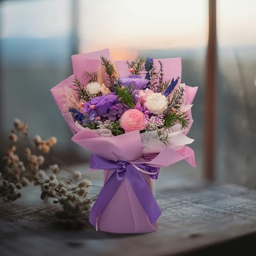 HUACHIPLUS Preserved Rose Bouquets: Fresh Flowers Bouquet- Romantic Gifts for Mom Wife Girlfriend Women-Flowers for Delivery Prime on Christmas Valentines Day Anniversary Mothers Day Birthday (Lilac)