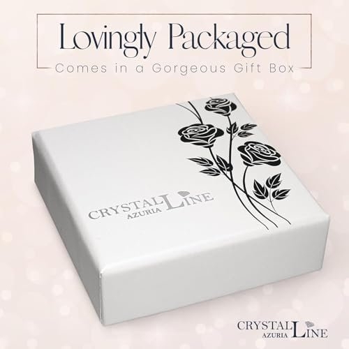 Crystalline Azuria Women 18K Gold Plated White Crystal Roses Flowers Necklace and Earrings Set for Women Wedding Party Bridal Bridesmaid Accessories