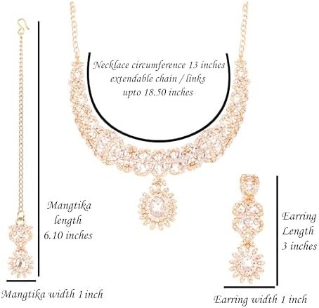 Touchstone Indian jewelry sets for women wedding gold kundan necklace traditional earrings tikka bollywood party style white crystal rhinestone guest gift bridal costume prom dainty accessories