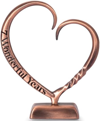 BESZONE 7 Year Anniversary Copper Gifts for Her Him Gift 7th Wedding Anniversary for Couples Wife Husband Men, Hand Forged Copper Heart Art Keepsake Home Decor Artwork