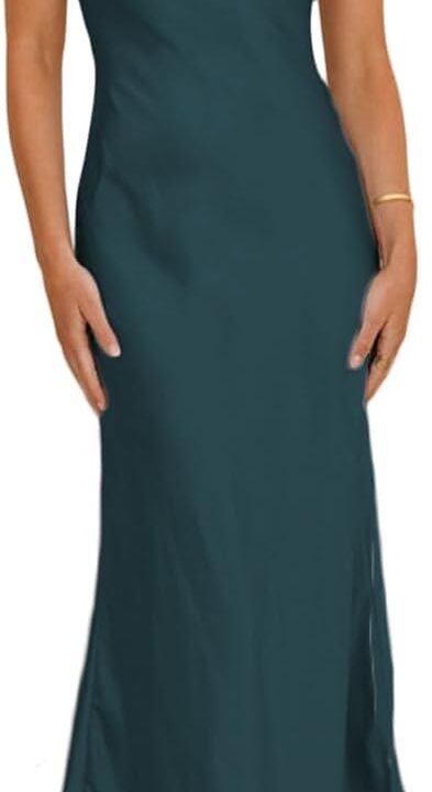 Satin Spaghetti Strap Backless Ruched Twist Cocktail Dresses for Women Silk Open Back Cut Out Midi Dress Wedding Guest