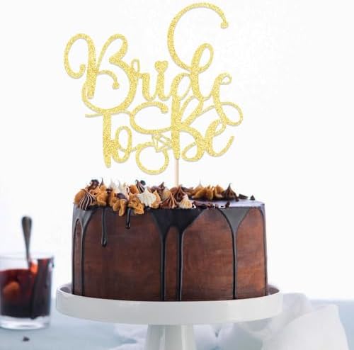 Gtseryeio Bride to Be Cake Topper,golden Glitter Ring Cake Decoration Wedding Bridal Shower Theme Party Cake Decoration Supplies