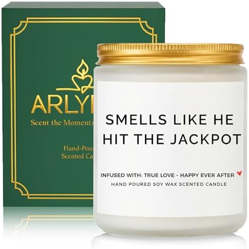 Funny Bridal Shower Gifts for Bride, Engagement Gifts for Women, Couples & Her, Bride to Be, Bachelorette Party Gift Ideas, Wedding Day Gift, Smells Like He Hit The Jackpot Candle
