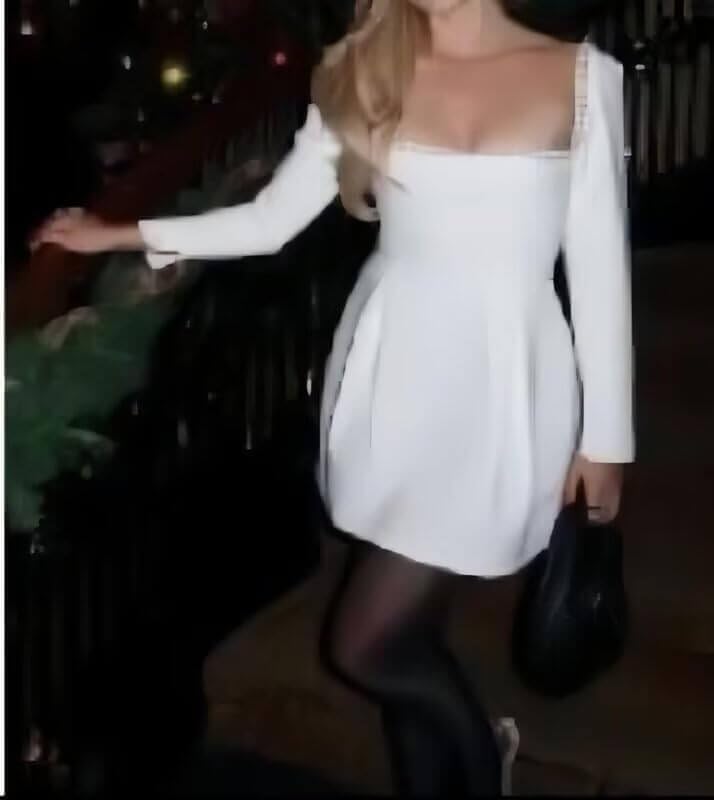 Long Sleeves Short Wedding Dresses for Bride Square Neck Satin Simple Prom Dress Mini Homecoming Party Dress XPD3