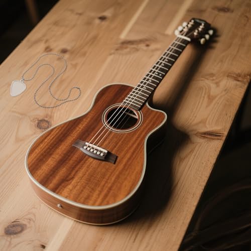 Kisangel Transparent Guitar Pick Holder Necklace with Chain Heart-shaped Pendant for Electric Guitar Bass Ukulele Players Standard Storage Box for Quick Pick Identification and Easy