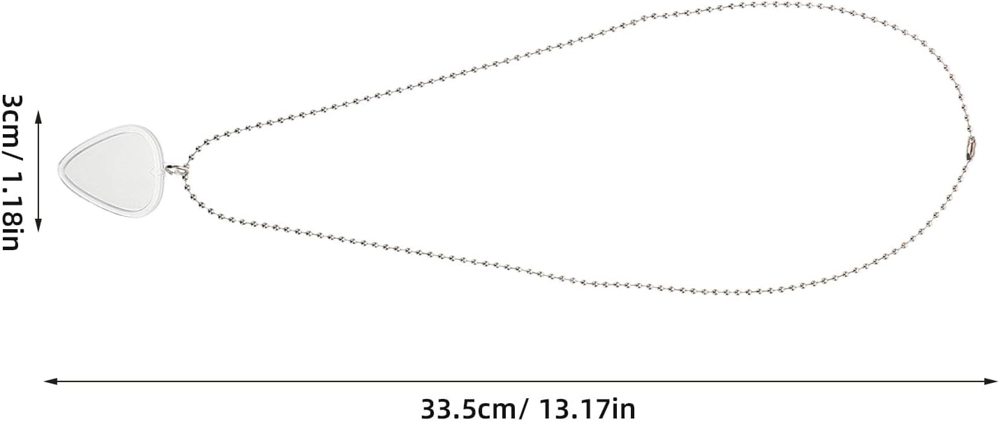 MUELODSIC Transparent Heart-shaped Guitar Pick Necklace with Holder Pendant for Bass Ukulele Players Guitar Plectrum Storage Display Box Stylish Long Necklace for Music Lovers and Guitarists