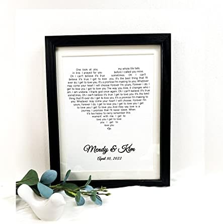 AlovelyDetail Personalized 1st Wedding Paper Anniversary Lyrics Art First Year For Him Or Anniverary Valentines Day Gift for Husband Wife Him Her