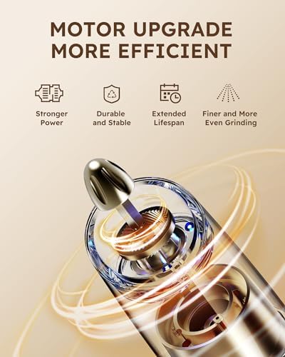 Sangcon Gravity Electric Salt and Pepper Grinder Set Automatic Shakers Mill Grinder with LED Light, BATTERY POWERED Adjustable Coarseness One Hand Operation, Upgraded Larger Capacity