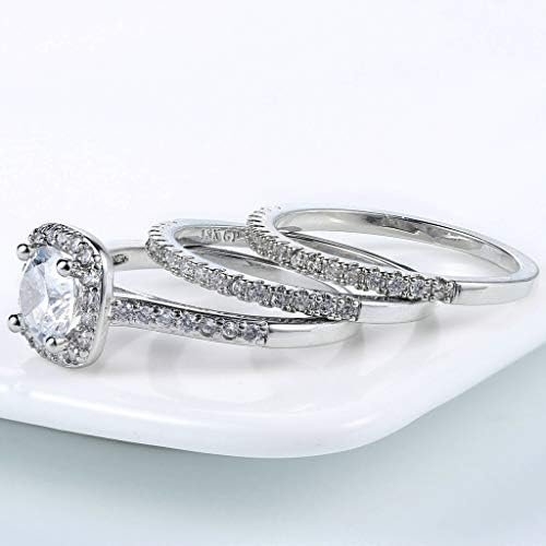 Three-in-One Bridal Wedding Engagement Anniversary Statement Eternity Ring Set