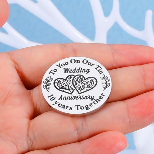 10 Year Anniversary Tin Gifts for Him Her, 10th Anniversary Wedding Gifts for Husband Wife Women Men Couple, Boo Basket Stuffer, I Love You Present for Birthday Christmas Valentines Day