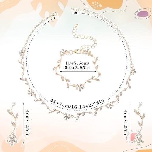 Yolev Bridal Jewelry Set Crystal Necklace Earrings Bracelet Wedding Rhinestone Choker Necklace for Brides Bridesmaid