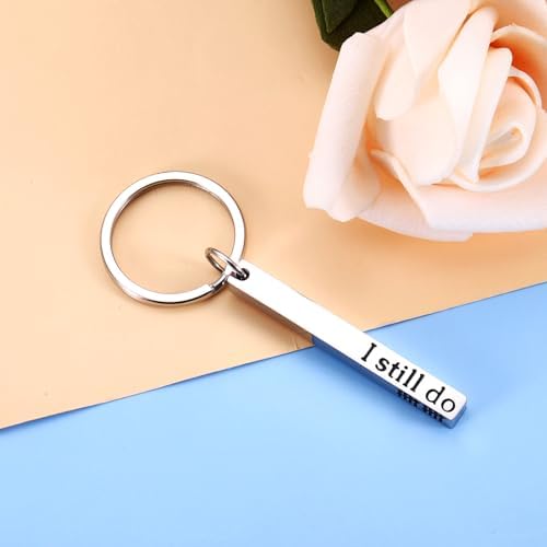 KINMES 10th Anniversary Tin Gifts – 10 Year Tin Anniversary Wedding Gifts for Husband Wife Boyfriend Girlfriend I Still Do Keychain for Him Her Married Couples