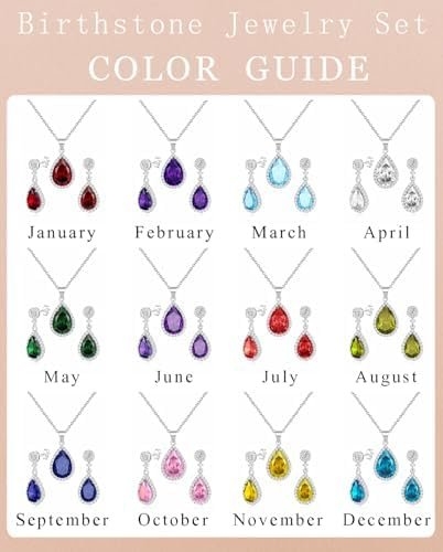 Jewelry Sets For Women 925 Sterling Silver Post Teardrop Dangle Stud Earrings Necklace Set Crystal Rhinestone Wedding Prom Costume Jewelry for Women