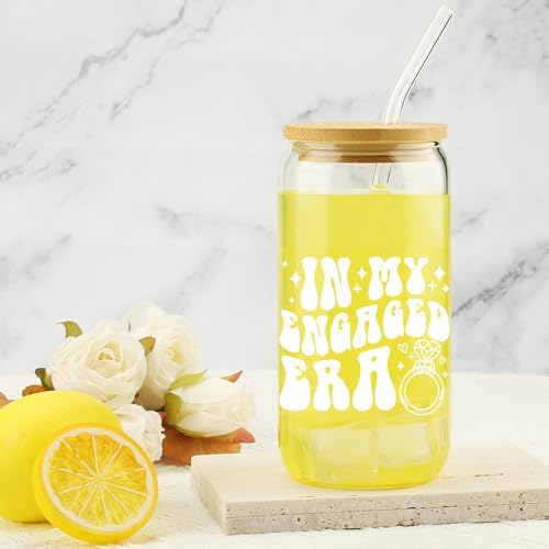 Engagement Gifts, In My Engaged Era Glass Cup, Future Bride Gift Ideas, Bridal Shower Gift for Her, Wedding Gifts for Best Friend – Newbride, Fiance Present – Bride to Be Tumbler – Present for Her