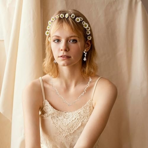 Yolev Bridal Jewelry Set Crystal Necklace Earrings Bracelet Wedding Rhinestone Choker Necklace for Brides Bridesmaid