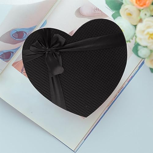 Mobestech Black Heart Shaped Box with Lid 9.05X7.87X3.54 Inches for Flower Arrangements Valentine S Day Wedding Presents Packaging