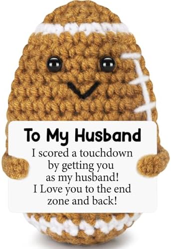 Valentines Day Gifts for Husband from Wife, To My Husband Handmade Crochet Football Birthday Gift for Him, Wedding Anniversary Present for Men, Romantic Valentines Decor for Couple, Hubby, Spouse