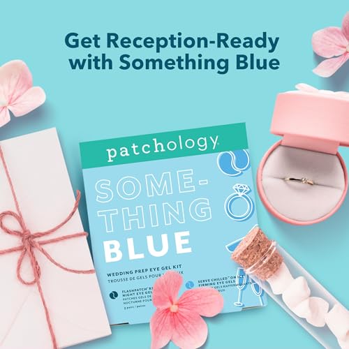 Patchology Bridal Shower Gift Box Something Blue Cooling Under Eye Patches for Brides & Bridesmaids, Depuffing & Firming Gel Masks with Peptides & Bakuchiol Wedding Skincare Gift Set