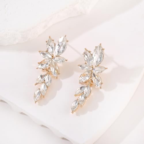 ATIMIGO Elegant Rhinestone Dangle Earrings Marquise Crystal Wedding Bridal Earrings for Brides Bridemaids Formal Prom Statement Drop Earrings for Women