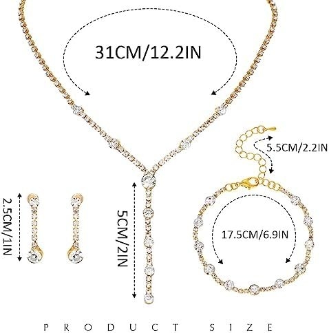 Unicra Rhinestone Bride Necklace Earrings Set Silver Crystal Bridal Wedding Jewelry Sets Prom Costume Jewelry Set Party Choker Necklace for Women and Brides