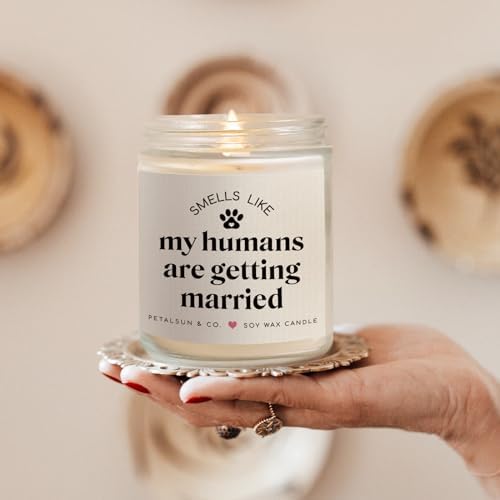 PETALSUN Funny Bridal Shower Gifts for Dog Lovers, My Humans are Getting Married, Lavender Scented Soy Wax Candle, Wedding & Bachelorette & Engagement Gift for Couples, Bride to Be(7oz)