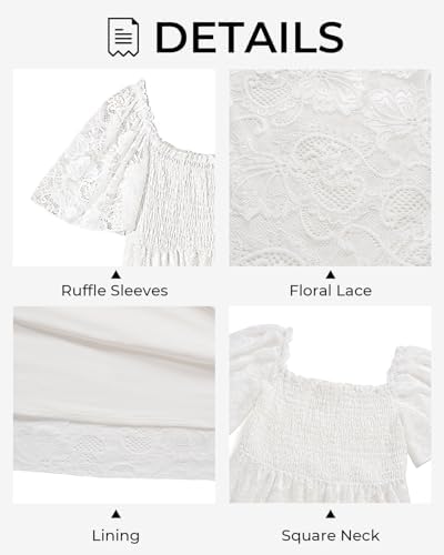 Plus Size Wedding Dress Bride Boho Lace Formal Square Neck Ruffle Sleeves Long Dresses for Curvy Women