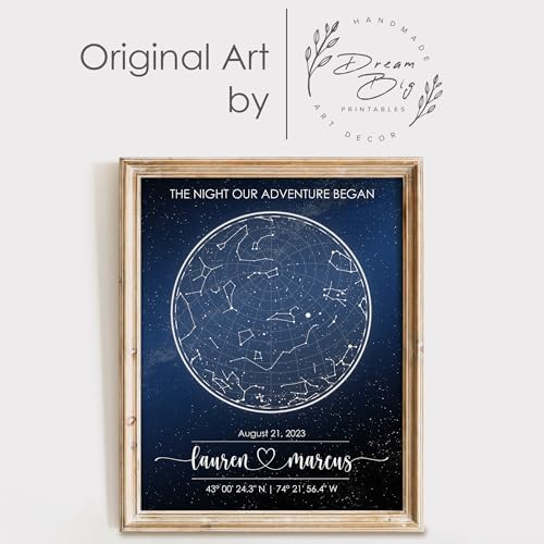 Custom Star Map – Fully Personalized (Your Details, Size, Color, Framing) | Romantic Gifts for Her | Gifts for Husband | Paper Anniversary Art Print | Great Gift for Special Ocassions (e.g. Wedding, Valentines Day, Birthday, etc)