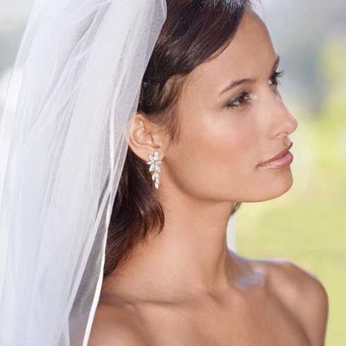 ATIMIGO Elegant Rhinestone Dangle Earrings Marquise Crystal Wedding Bridal Earrings for Brides Bridemaids Formal Prom Statement Drop Earrings for Women