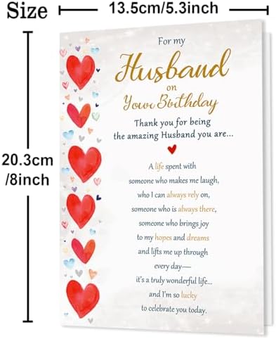 Beixian Funny Birthday Card Gifts for Husband from Wife, Happy Birthday Decorations for Men-8×5.3 Inches, Double-Sided