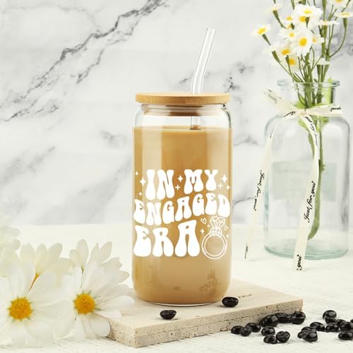 Engagement Gifts, In My Engaged Era Glass Cup, Future Bride Gift Ideas, Bridal Shower Gift for Her, Wedding Gifts for Best Friend – Newbride, Fiance Present – Bride to Be Tumbler – Present for Her