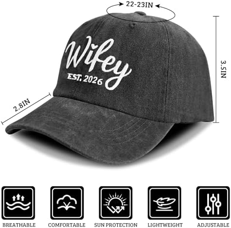 Hubby and Wifey Hats for Mr and Mrs, Engagement Anniversary Honeymoon Wedding Gifts Newlyweds Couples Baseball Cap