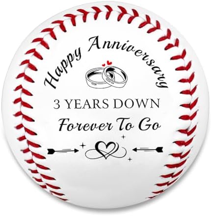 Aeolussoms Baseball 3rd Anniversary Leather Gifts for Husband 3 Year Anniversary Baseball Lovers Gifts for Him Her 3 Years Gift