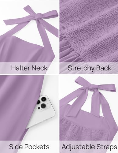 ZESICA Womens Summer Sleeveless Halter Midi Dress 2026 Off Shoulder High Waist Flowy Beach Wedding Guest Long Dresses