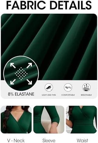 CLOCOR Maxi Dress for Women Long Formal Short Sleeve A Line V Neck Dresses Wedding Guest High Waist Elegant