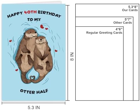 Qamza Romantic Otter Half 40 Years Old Birthday Card Gifts for Boyfriend Girlfriend Husband Wife Couple, Cute 40th Birthday Card Decor Ideal, Born in 1985 Gift for Partner Women Men