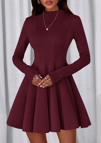 PRETTYGARDEN Fall Dresses for Women Elegant Classy 2026 Casual Long Sleeve Swing A Line Ruffle Short Homecoming Party Dress