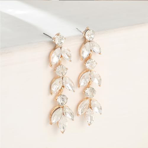 Wedding Rhinestone Dangle Earrings Elegant Bridal Crystal Drop Earrings for Women Bridesmaids Guest Party Prom