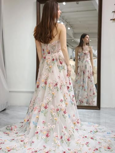 Flower Embroidery Tulle Wedding Dresses for Bride 2025 Long Corset Strapless Sweetheart A Line Wedding Bridal Gown