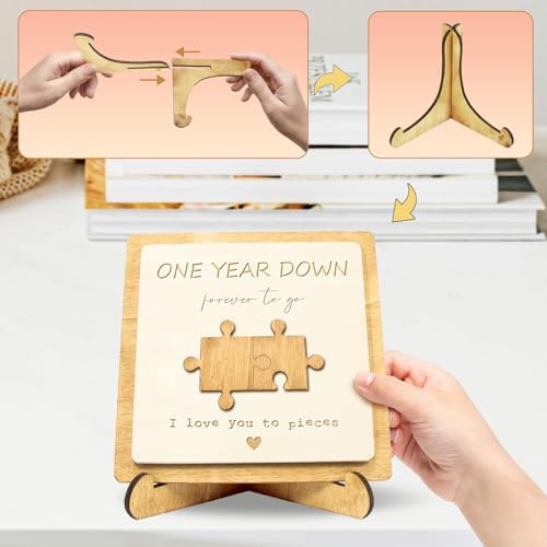 1 Year Anniversary Unique Gift for Couples | Rustic Wooden Keepsake Plaque for Home Decor | 1st Anniversary Paper Gifts for Him, Her, Boyfriend, Girlfriend, Husband, Wife on Valentines Day.