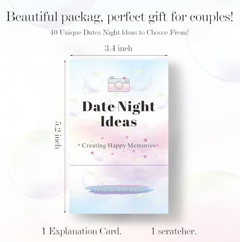40 Date Night Gift Ideas for Couple, Adventurous Scratch-Off Cards for Couple Games, Valentines Day Gifts for Him, Her, Wife or Husband, Fun Gift for Date Night, Wedding, Anniversary, Birthday & More