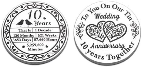 10 Year Anniversary Tin Gifts for Him Her, 10th Anniversary Wedding Gifts for Husband Wife Women Men Couple, Boo Basket Stuffer, I Love You Present for Birthday Christmas Valentines Day