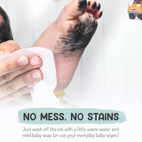 Baby Hand and Footprint Kit by Forever Fun Times | Get Hundreds of Detailed Prints with One Baby Safe Ink Pad | Easy to Clean, and Works with Any Paper or Card | Clean and Safe (Small Black)