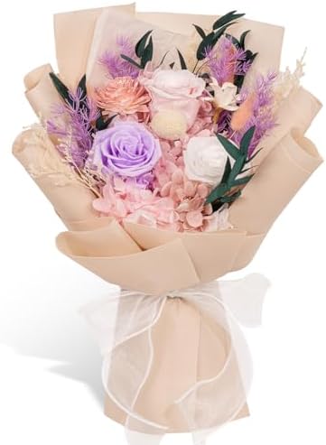 Rosaura Preserved Flowers Bouquets, flowers for Delivery Prime, Forever Roses Bouquets Valentines Day, Mothers Day, Christmas, Birthday Gifts (Pink)