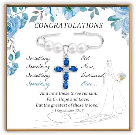 PEALICIOUS Something Blue Gift for Bride, Bridal Shower Gifts from Mom Sister Friend, Blue Bridal Bouquet Charm as Wedding gifts, Bride Pin Blue Heart Charm Attaches to Bridal Bouquet, Garter, Dress