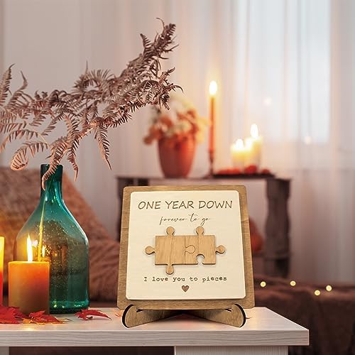 1 Year Anniversary Unique Gift for Couples | Rustic Wooden Keepsake Plaque for Home Decor | 1st Anniversary Paper Gifts for Him, Her, Boyfriend, Girlfriend, Husband, Wife on Valentines Day.