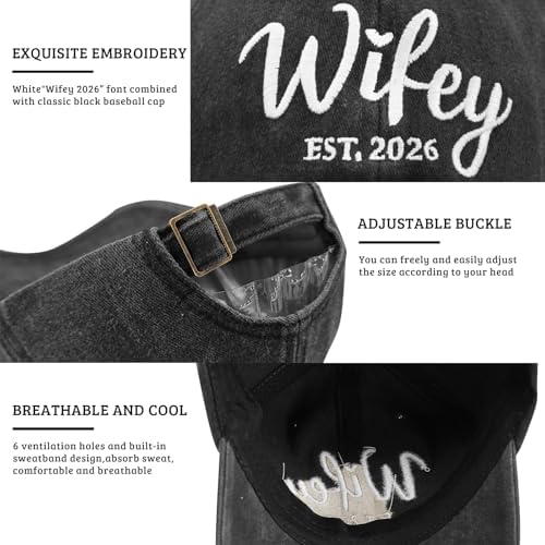 Hubby and Wifey Hats for Mr and Mrs, Engagement Anniversary Honeymoon Wedding Gifts Newlyweds Couples Baseball Cap