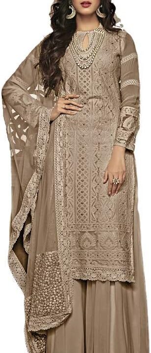 Ready to Wear Women's Indian/Pakistani Style Wedding Wear Designer Palazzo Straight Salwar Suit for Womens